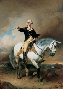 Portrait Of George Washington Taking The Salute At Trenton John Faed