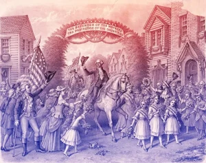 George Washington Entering Trenton Engraved Illustration George Washington Engraved Illustration Was Founding Father Usa 138041219