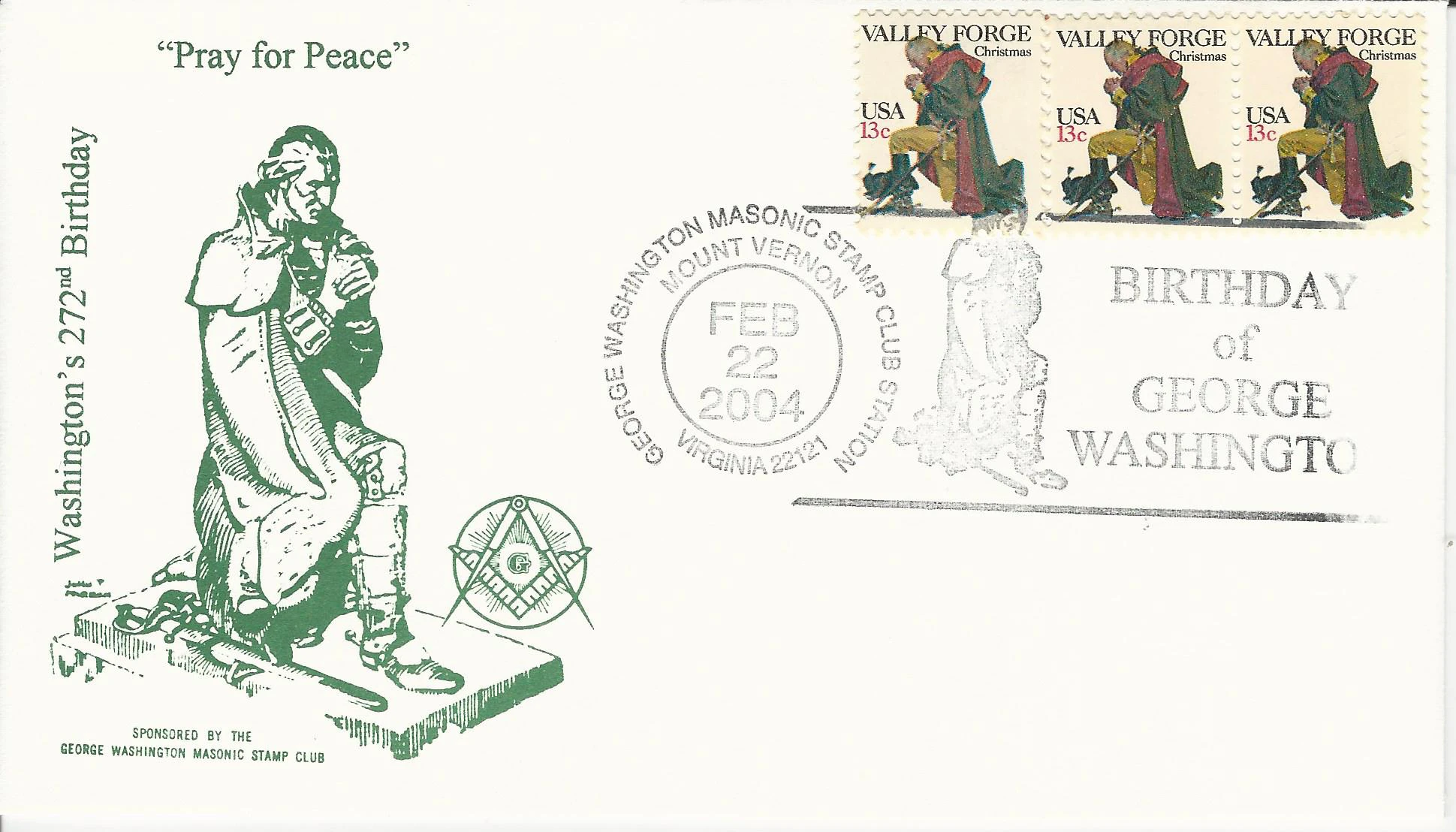 George Washington Praying Postmark #1: Mount Vernon, VA&hellip;