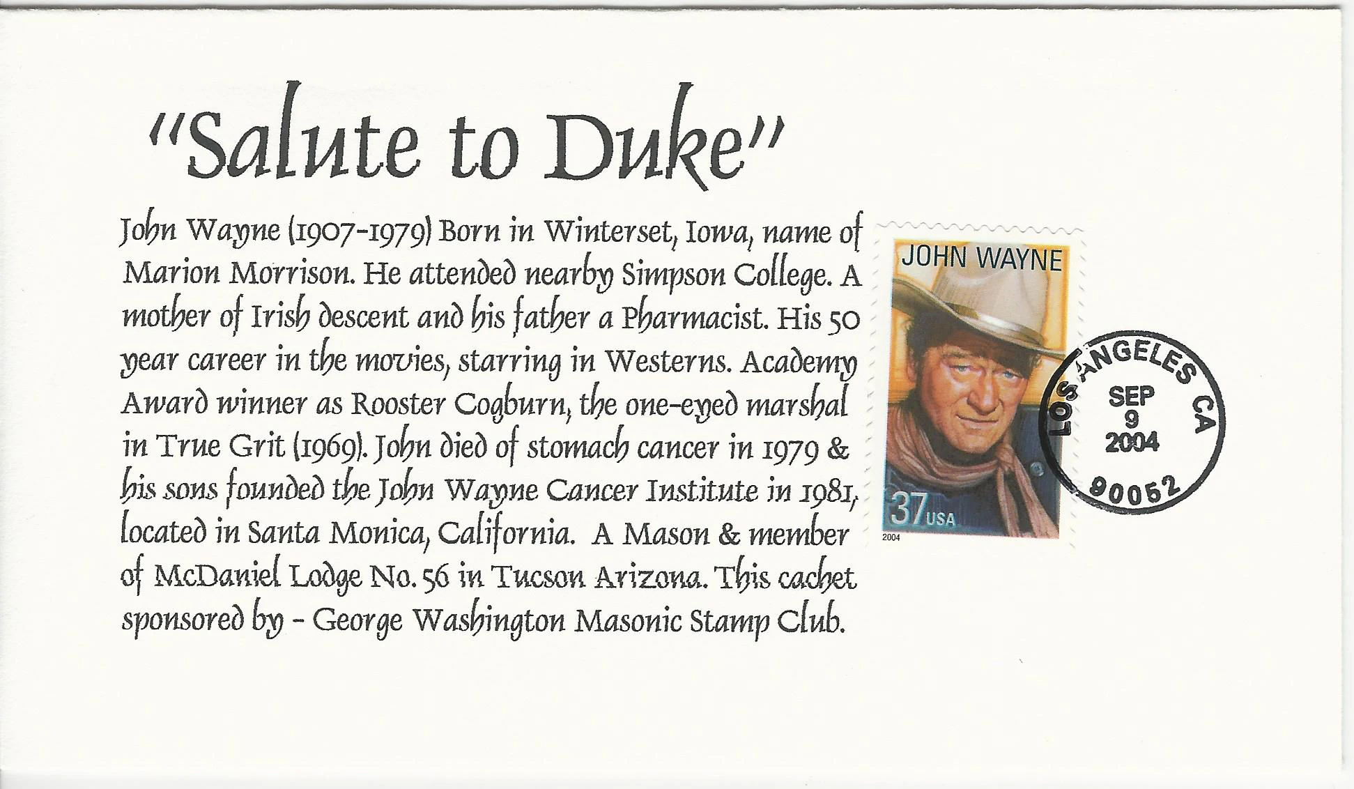 The Duke, John Wayne Postmark #1: Los Angeles,&hellip;