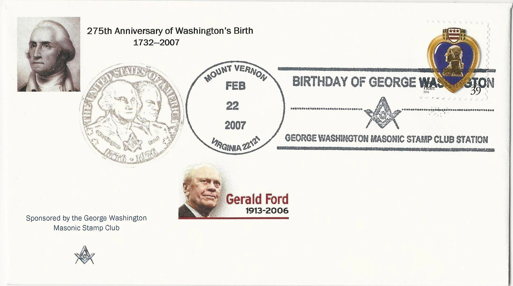George Washington & Gerald Ford Medal Postmark #1:&hellip;