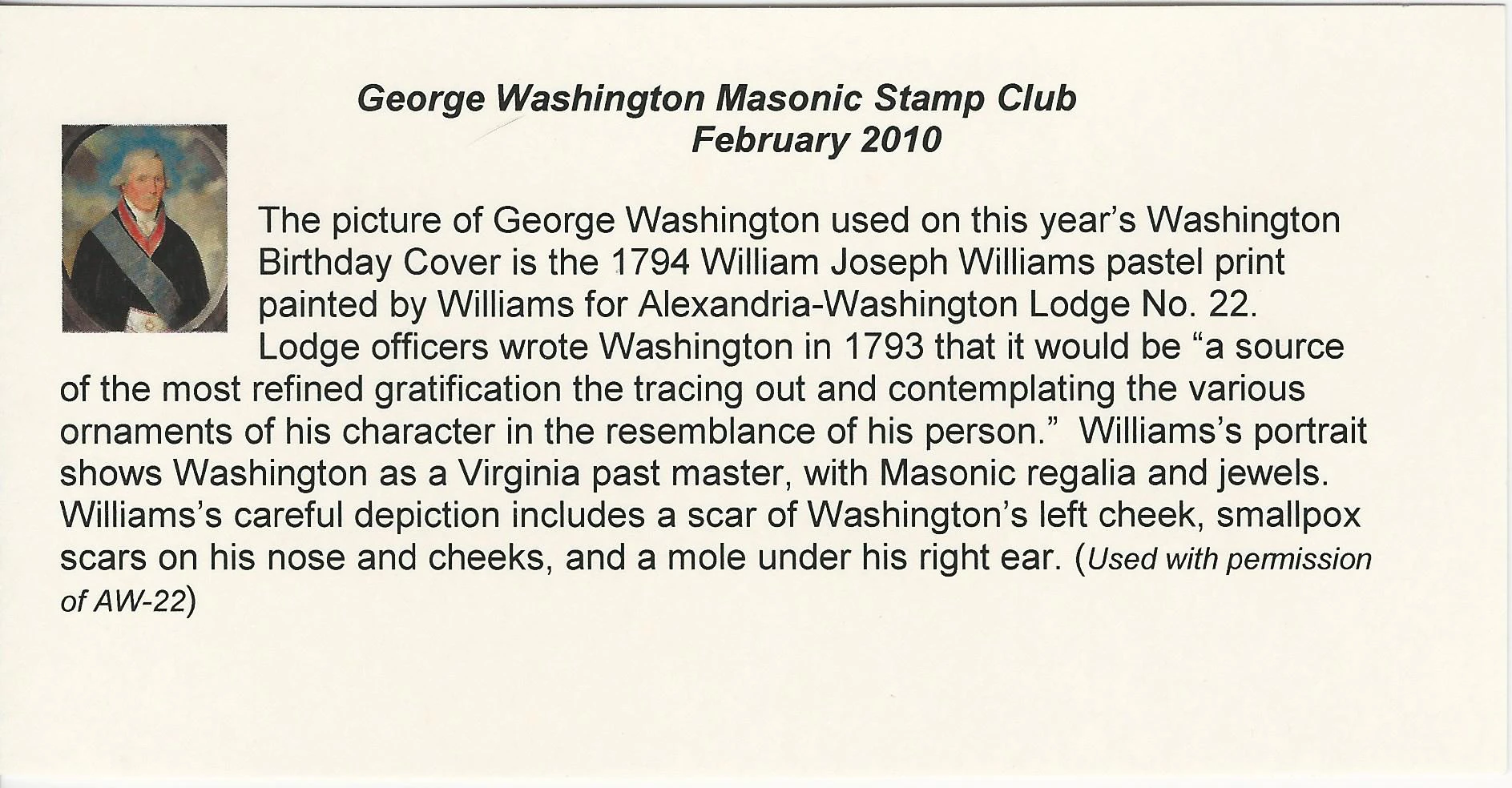 George Washington Brithday - Stuffer/Post Mark Card Postmark&hellip;