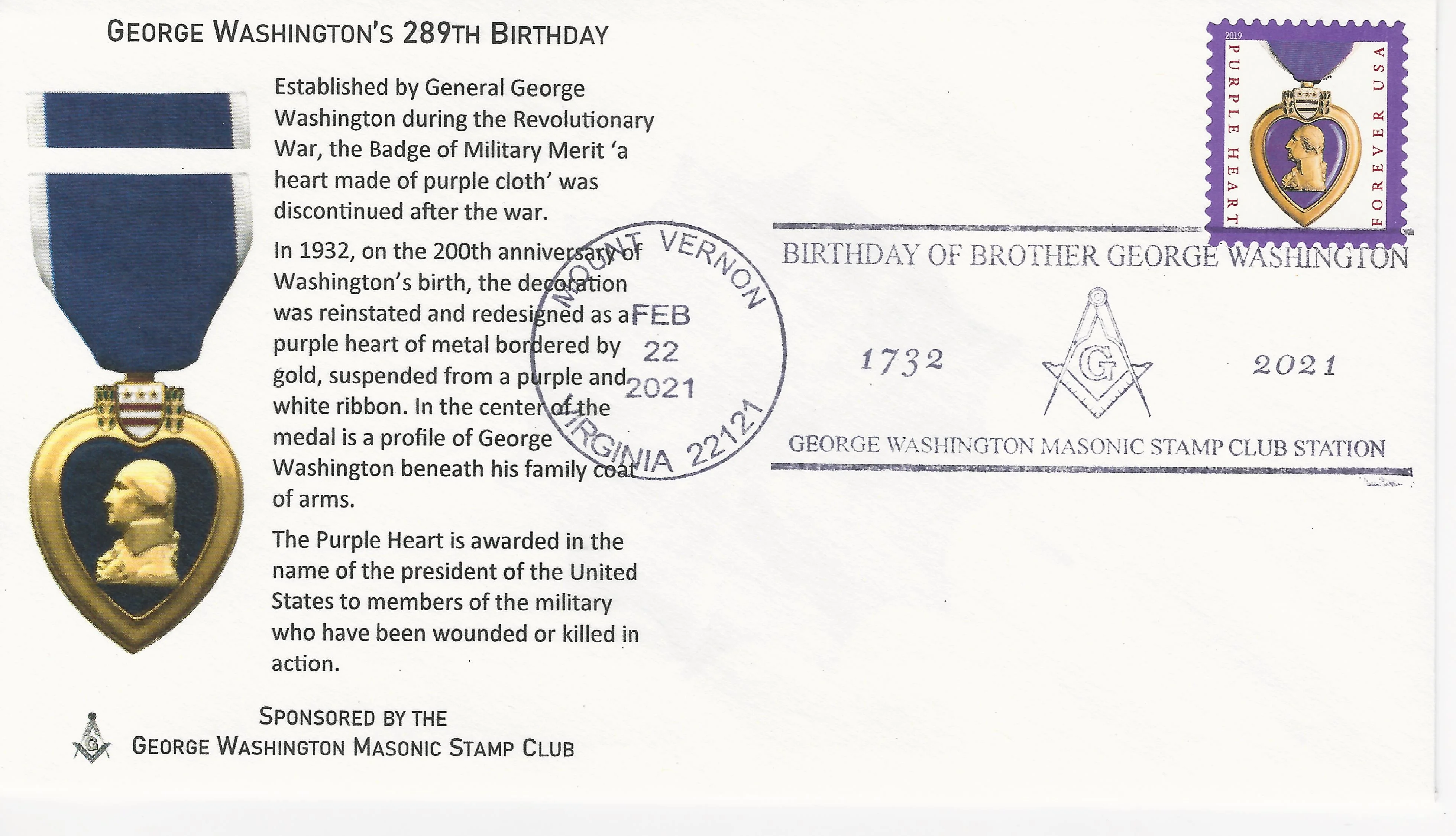 George Washington Brithday Postmark #1: Mount Vernon, VA&hellip;