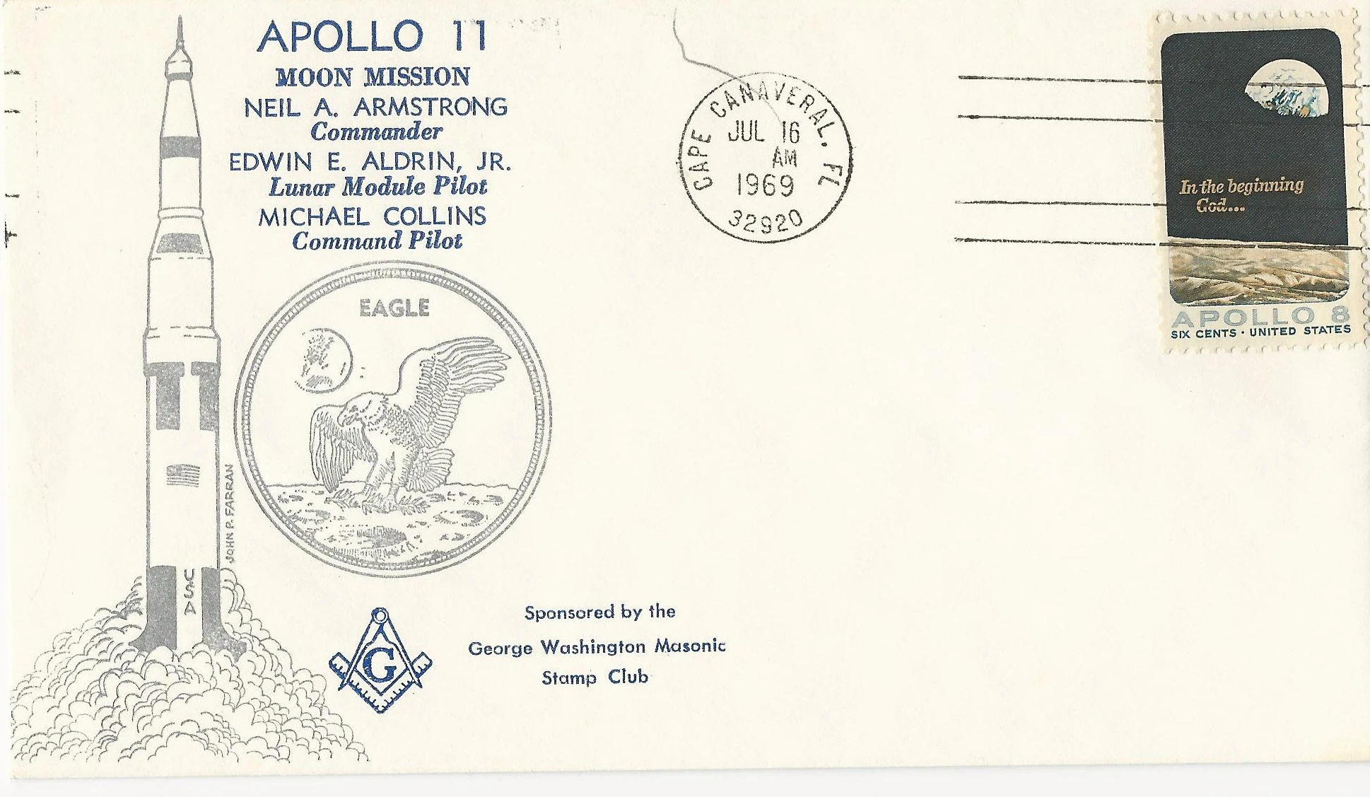Apollo 11 Moon Mission Postmark #1: Cape Canaveral,&hellip;
