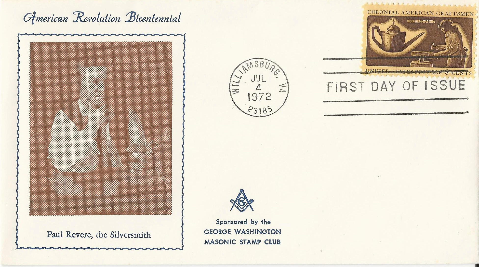 Colonial Craftsmen Postmark #1: Wiliamsburg, VA — 1972-07-04&hellip;