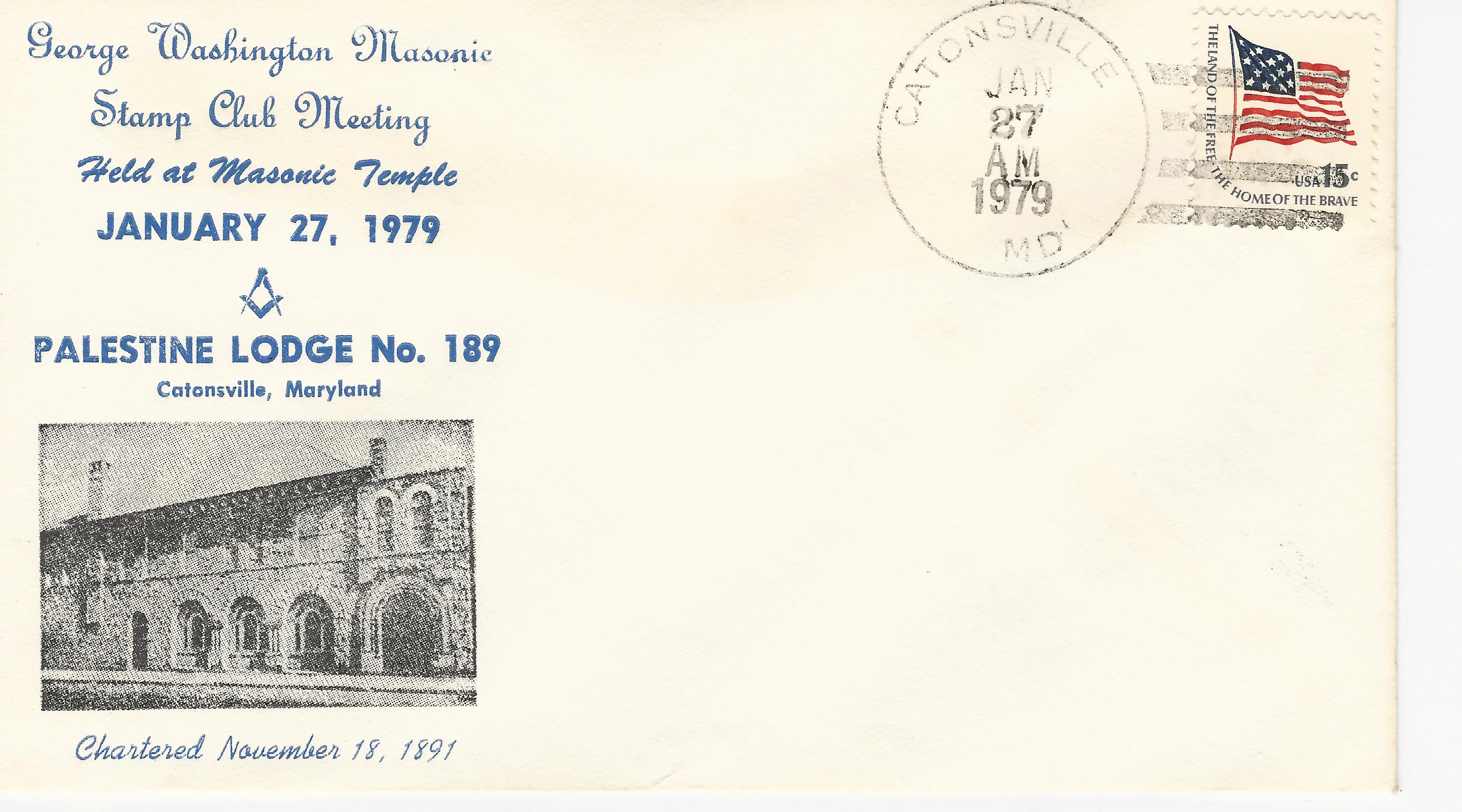 Palestine Lodge #189 Postmark #1: Catonsville, MD —&hellip;