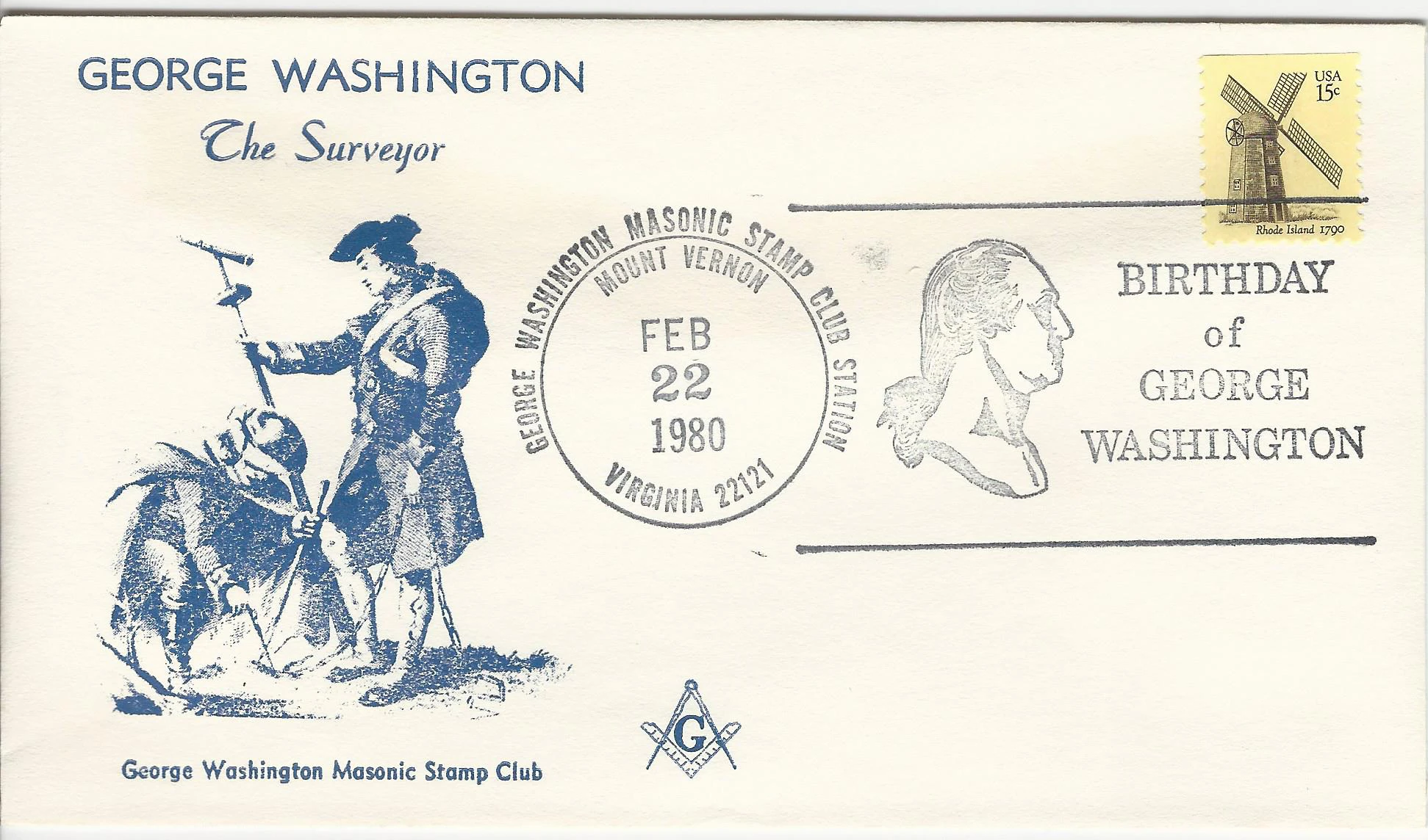 George Washington, Surveying Postmark #1: Mount Vernon, VA&hellip;