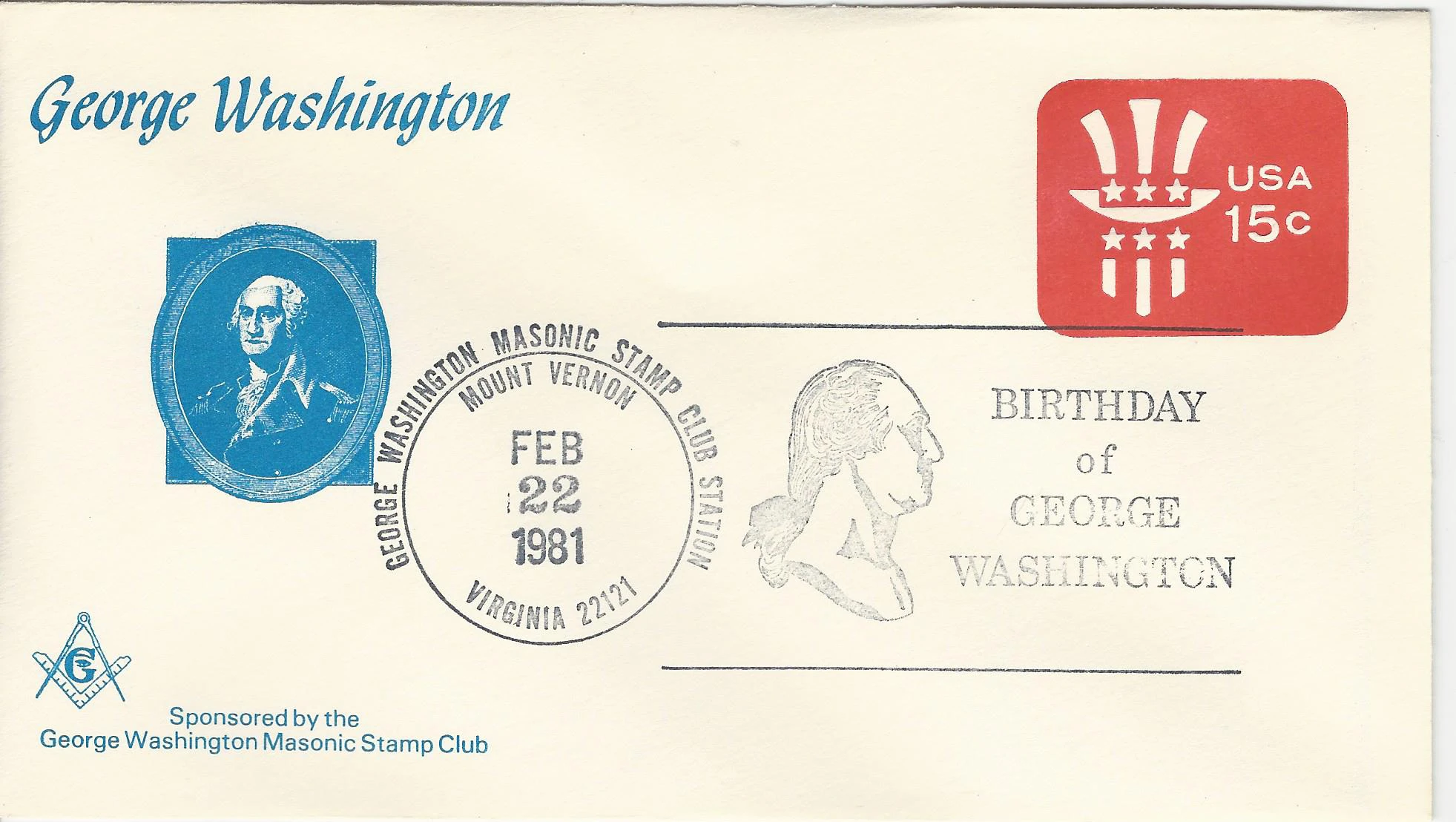 George Washington Portrait Postmark #1: GW's Bithplace VA&hellip;