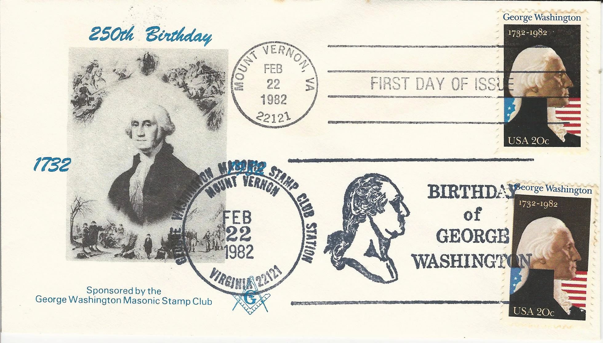 George Washington Portrait Postmark #1: Mount Vernon, VA&hellip;