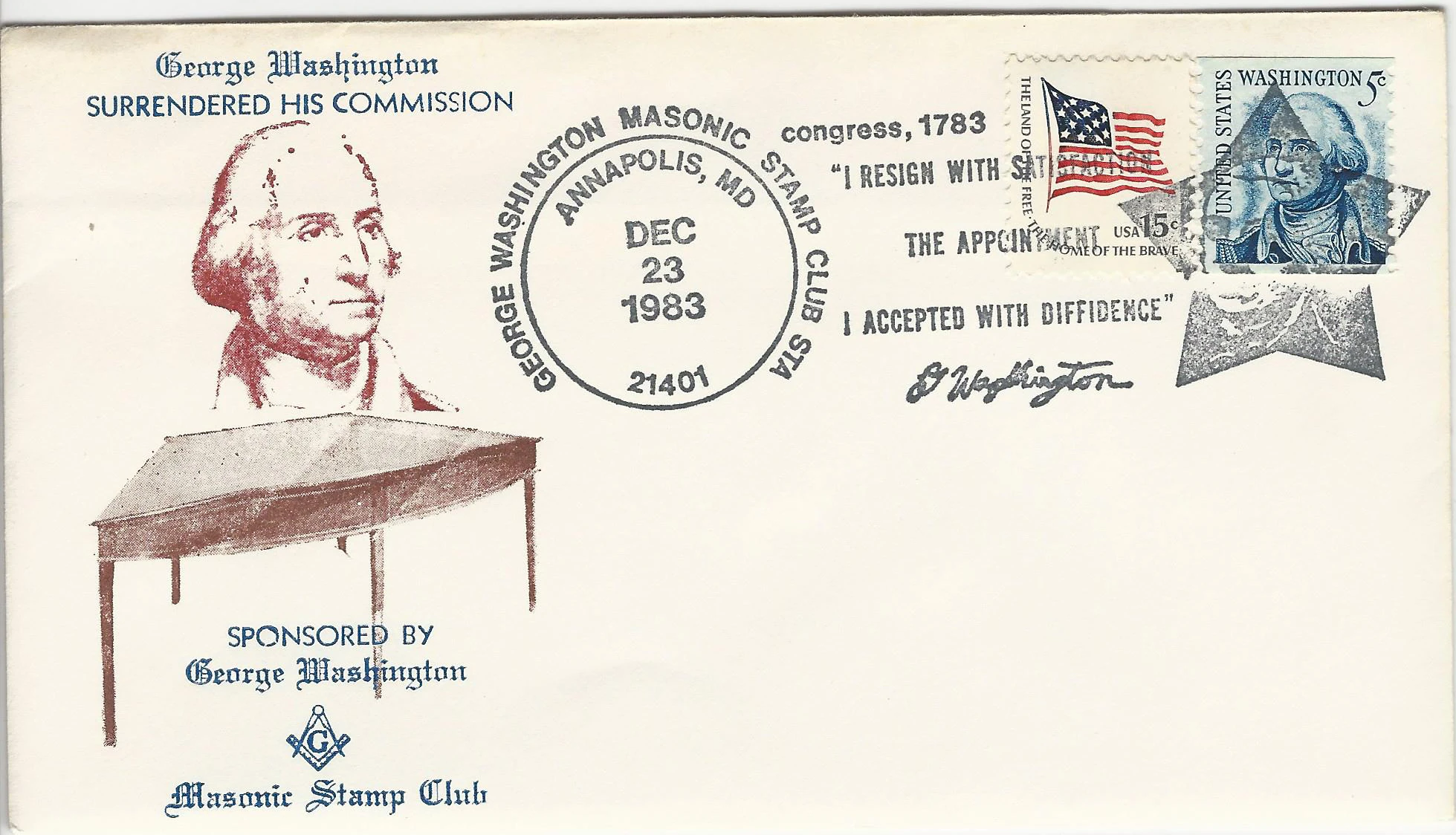 George Washington Surrenders his Commision Postmark #1: Annapolis,&hellip;