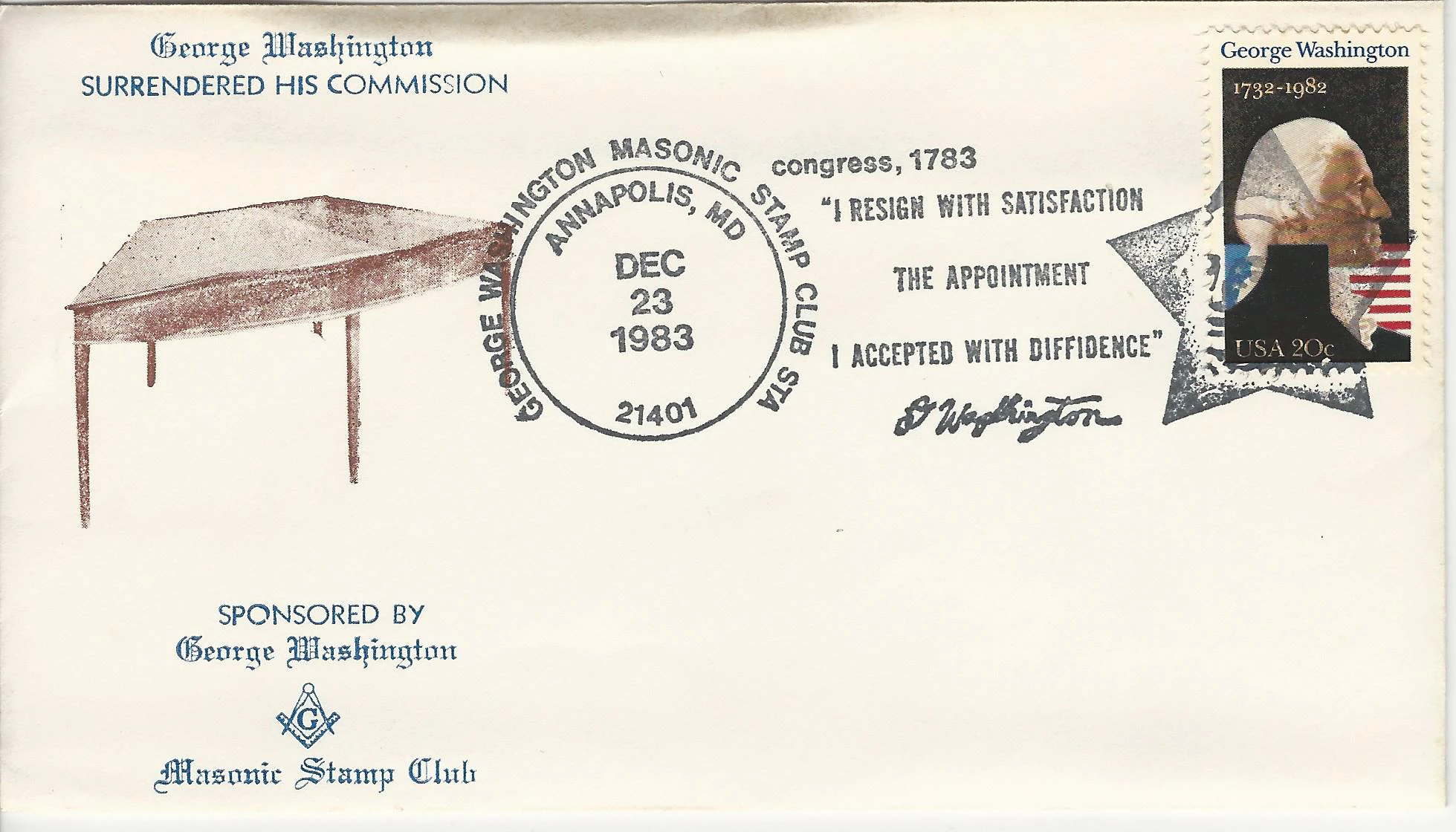George Washington Surrenders his Commision Postmark #1: Annapolis,&hellip;
