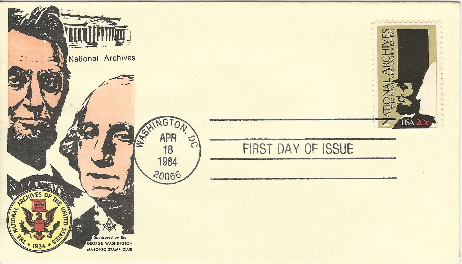Drawing of George Washington / Abraham Lincoln Postmark&hellip;