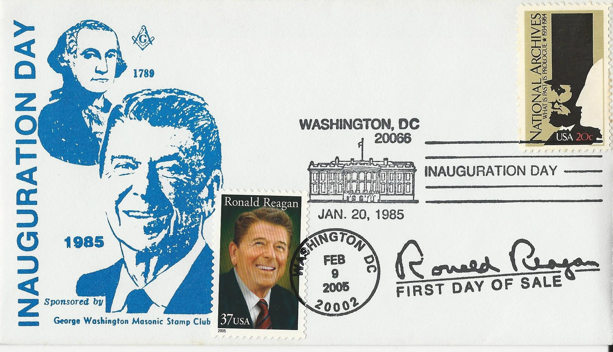 Drawing of George Washington / Ronald Reagon Postmark&hellip;