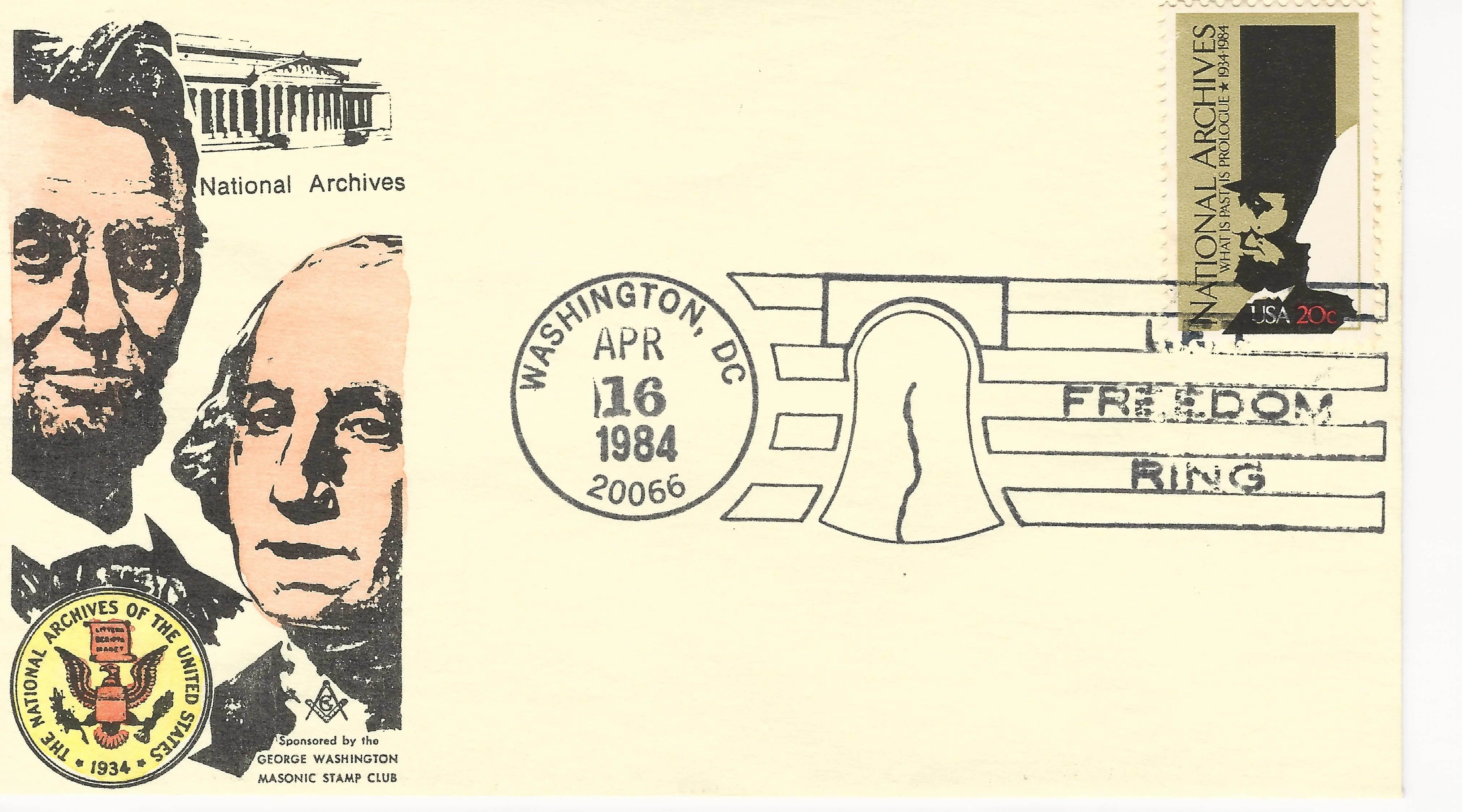 Drawing of George Washington / Ronald Reagon Postmark&hellip;