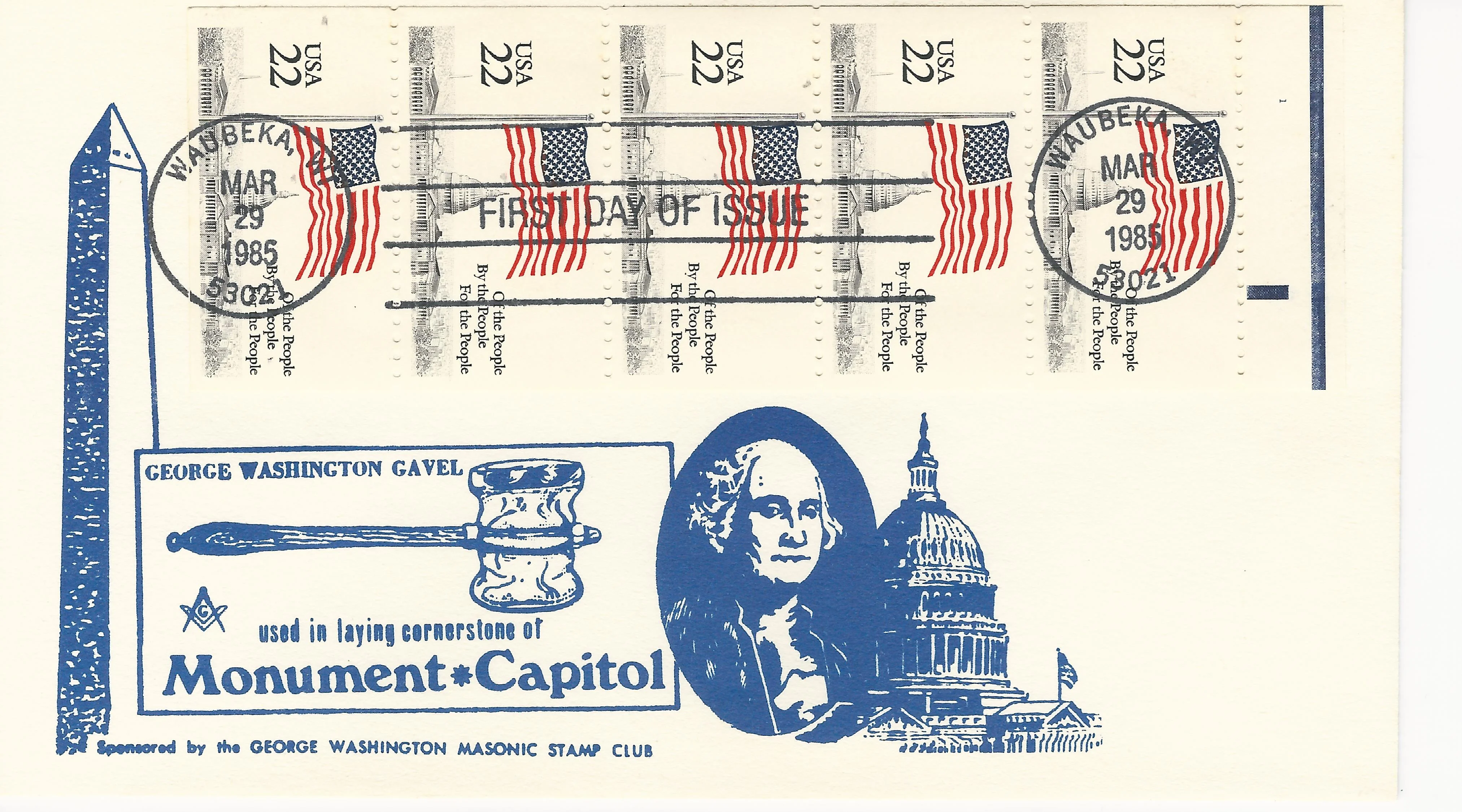George Washington's Gavel Postmark #1: Waubeka, WI —&hellip;