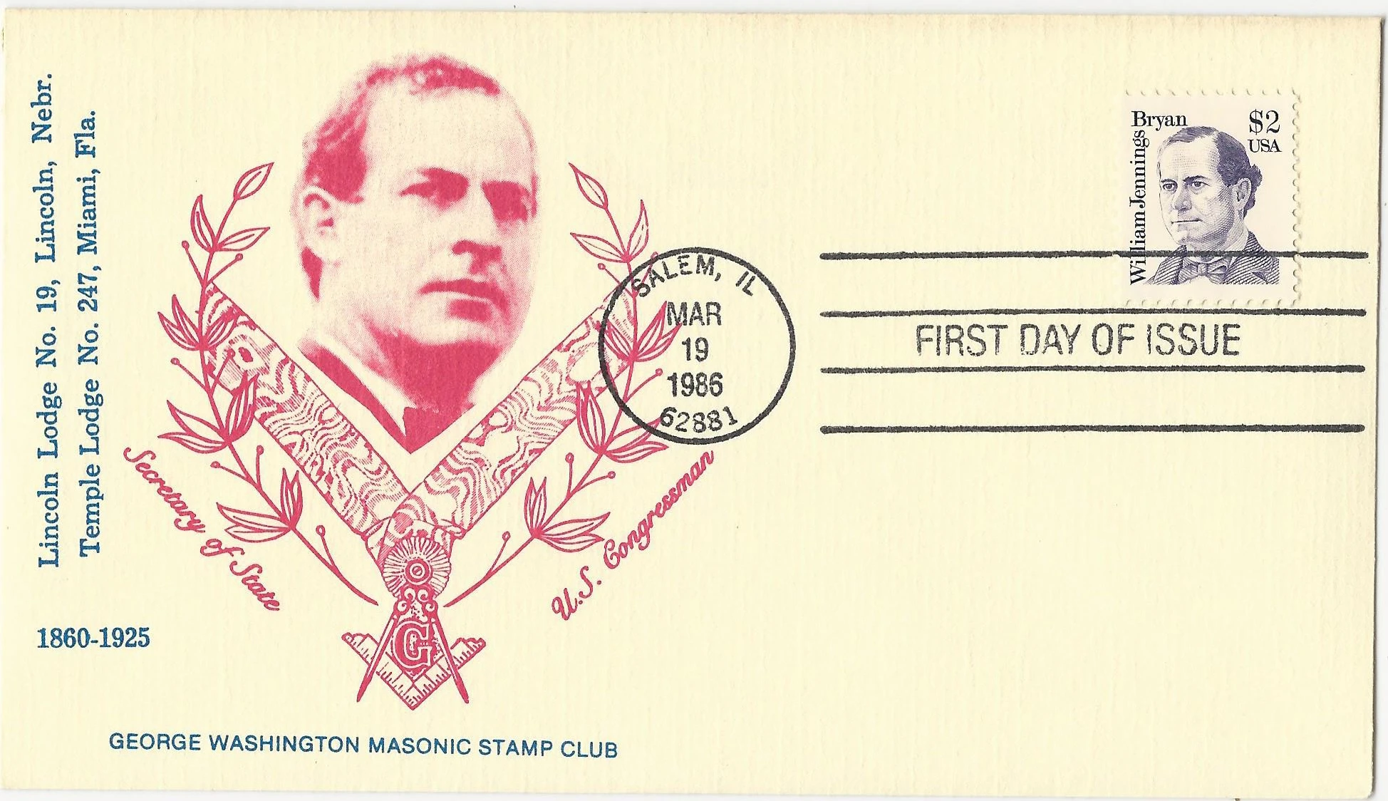 Brian William Jennings Portrait Postmark #1: Salem IL&hellip;