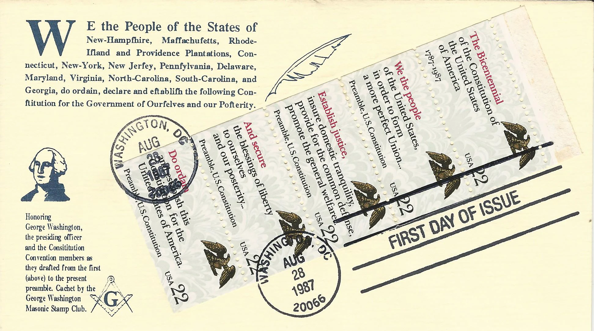 Text Postmark #1: Washington, DC — 1987-08-28 Stamp:&hellip;