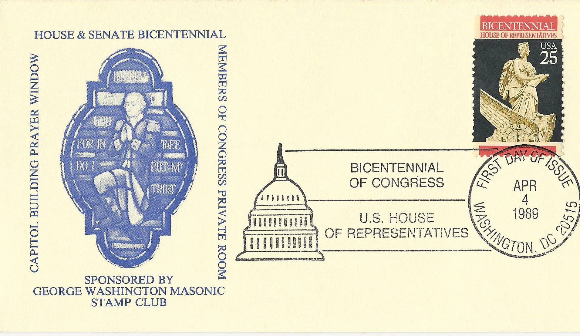 George Washington Praying - Stained Glass Postmark #1:&hellip;