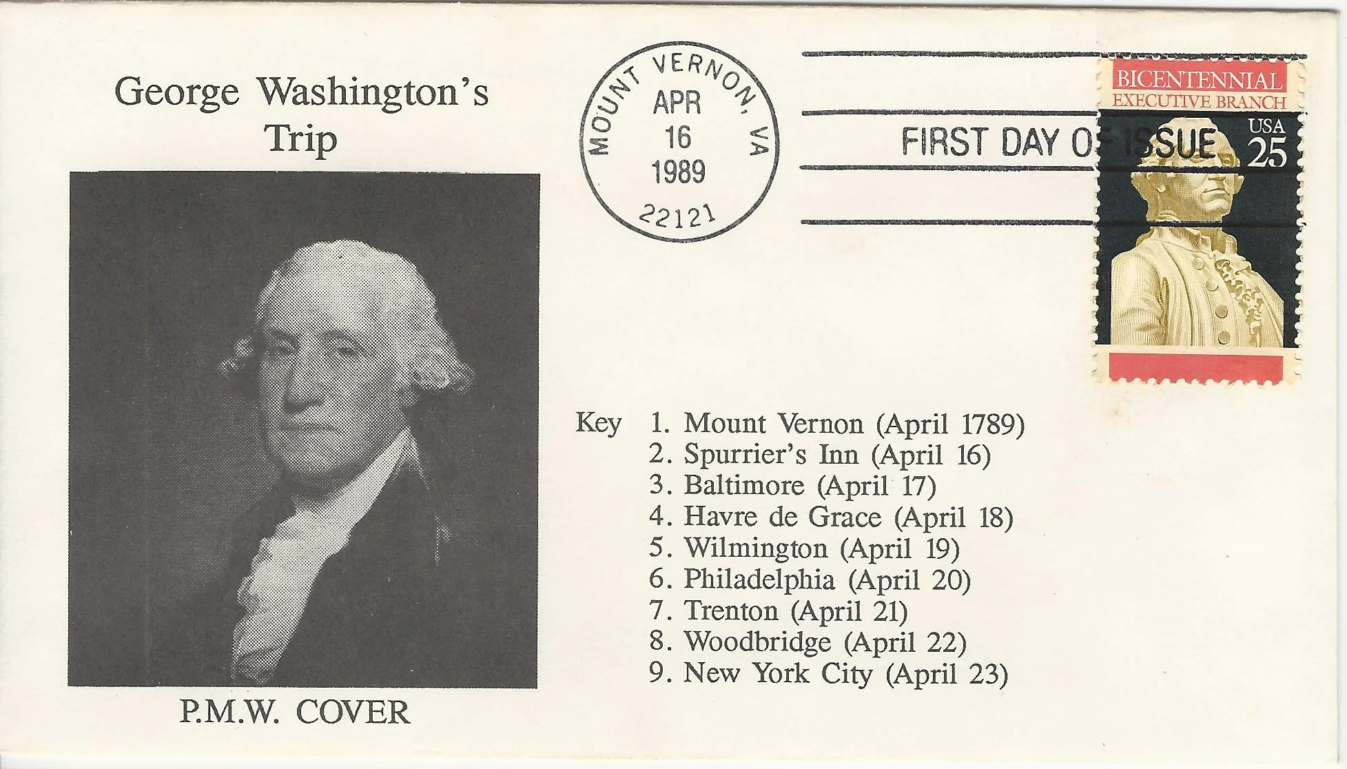 George Washington Portrait Postmark #1: Mount Vernon, VA&hellip;
