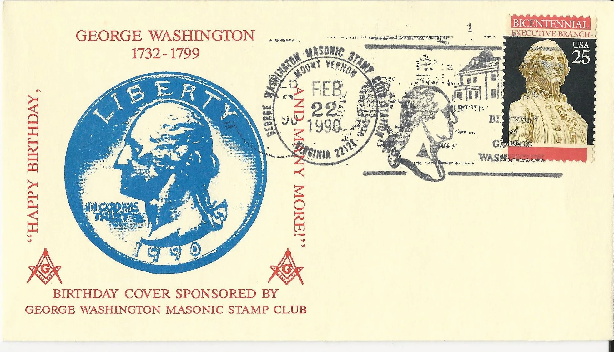 Washington Quarter - 1990 Postmark #1: Mount Vernon,&hellip;