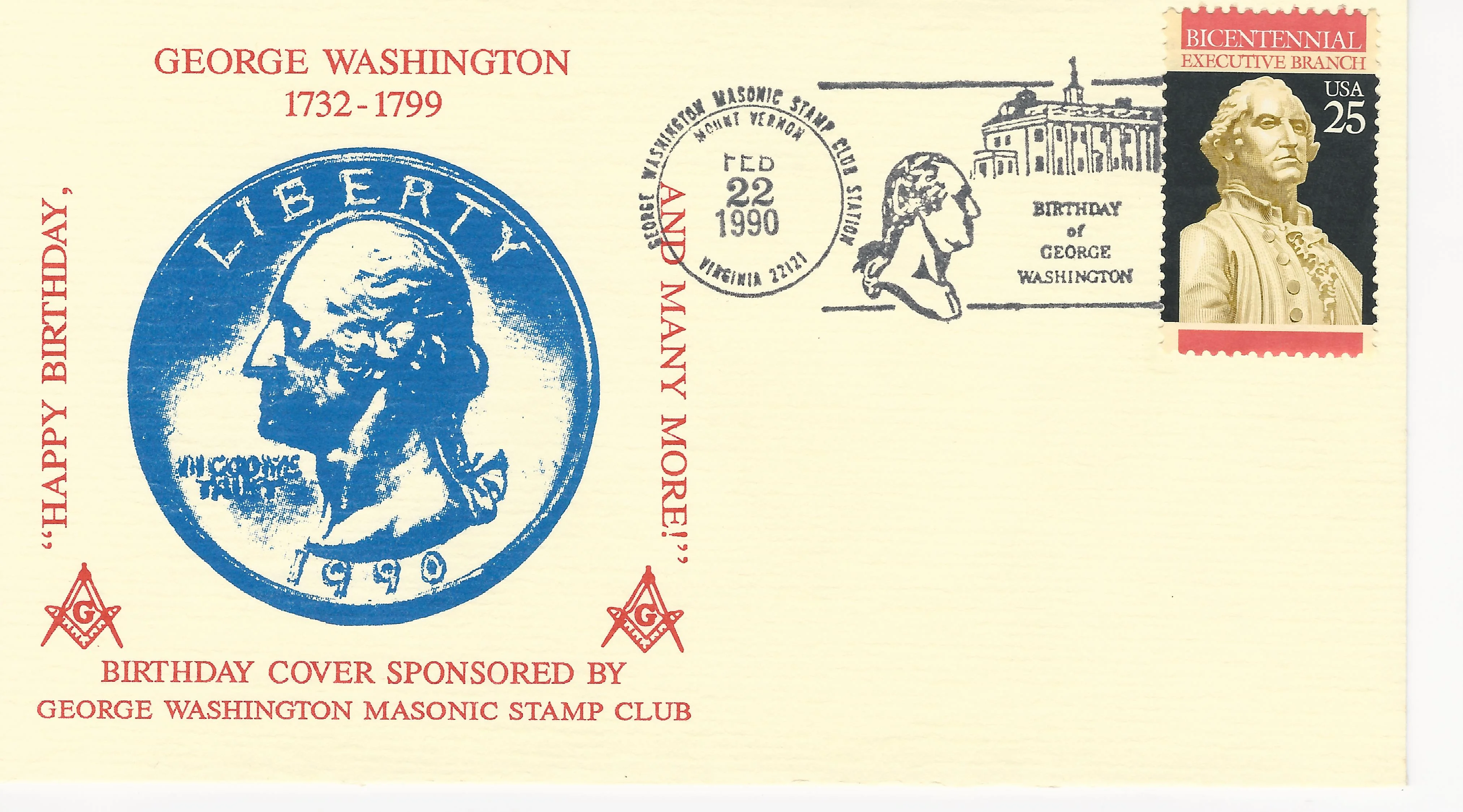 Washington Quarter - 1990 Postmark #1: Mount Vernon,&hellip;