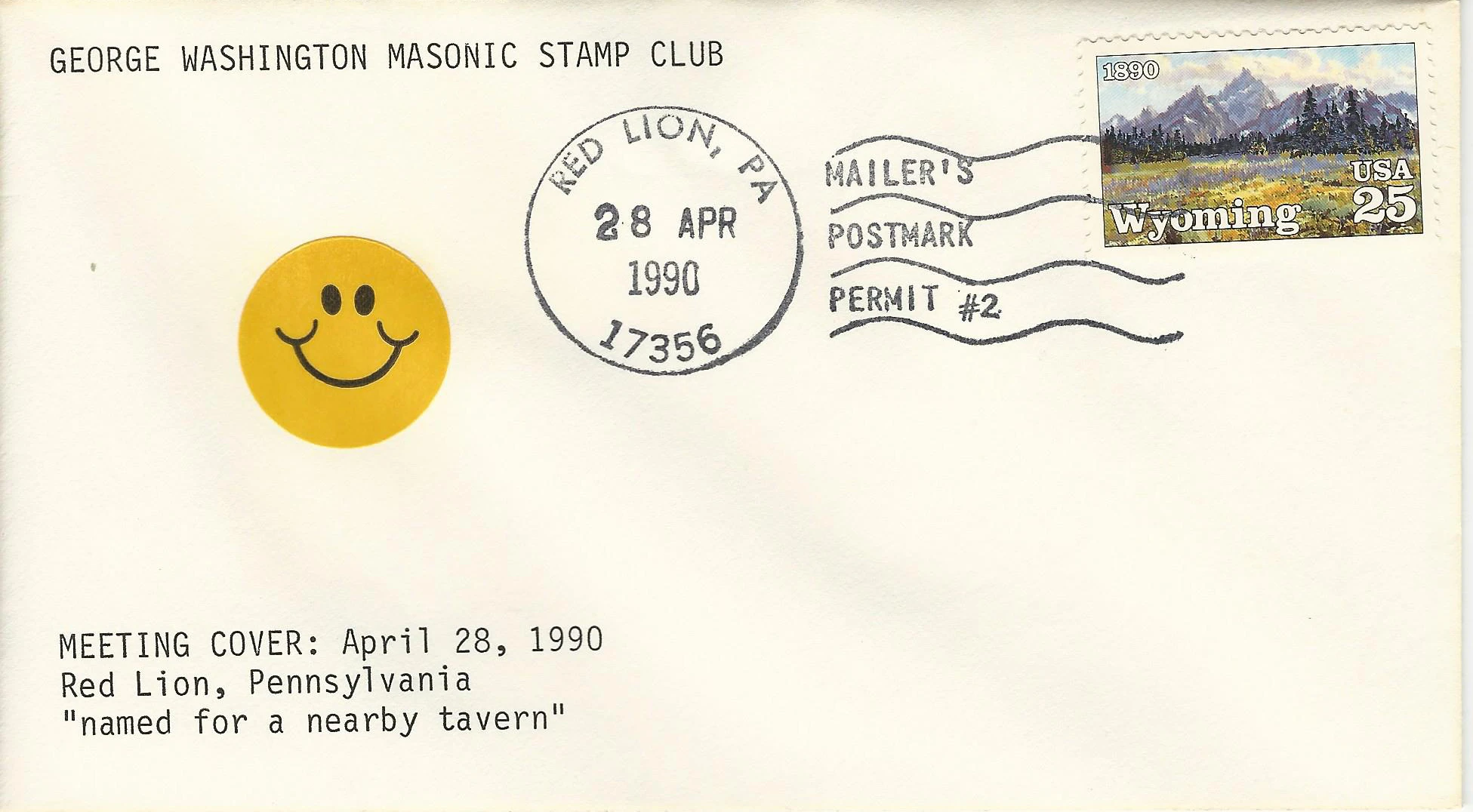 Smiley Postmark #1: Red Lion, PA — 1990-04-28&hellip;