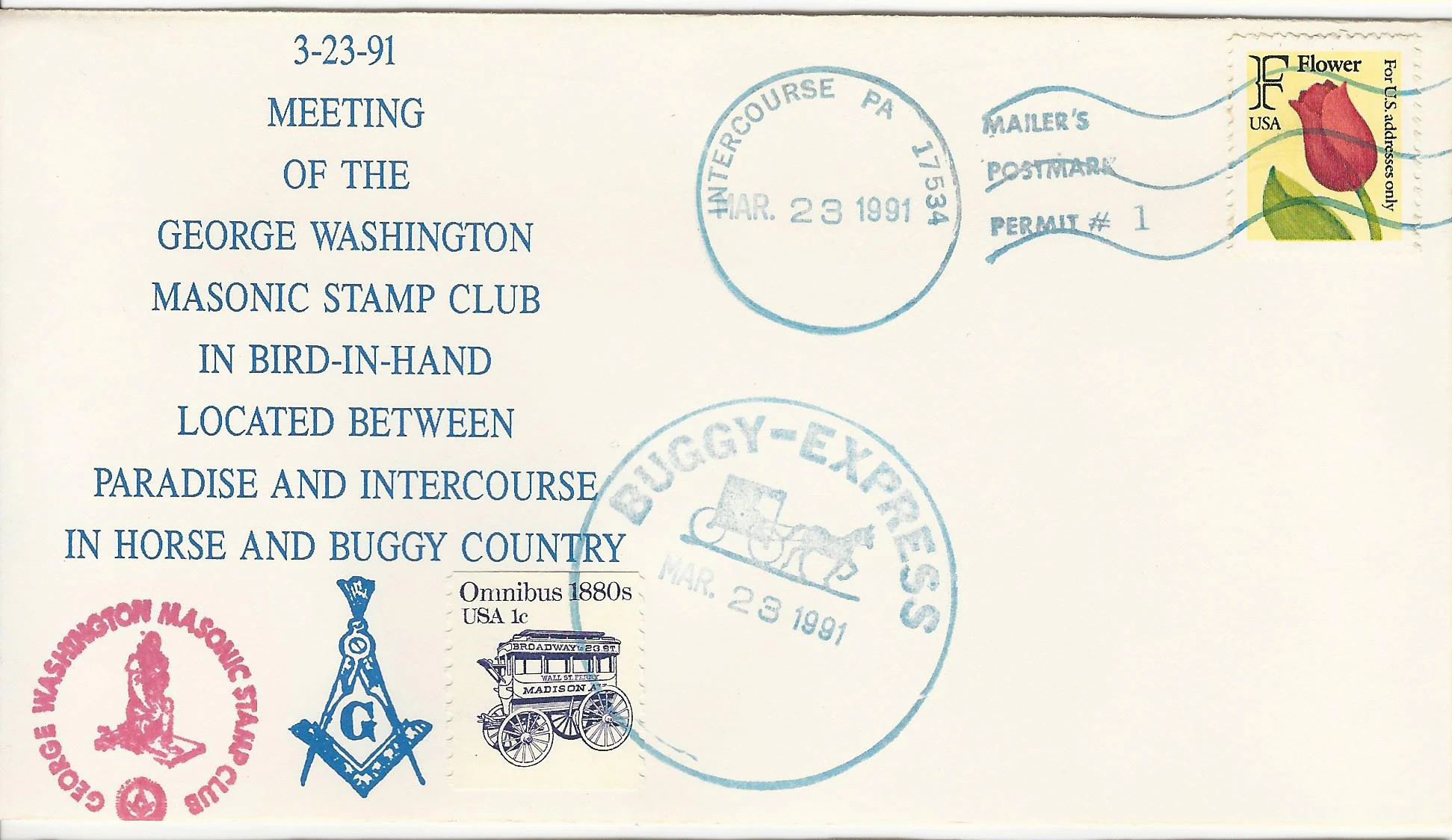 Text Postmark #1: Intercourse, PA — 1991-03-23 Stamp:&hellip;