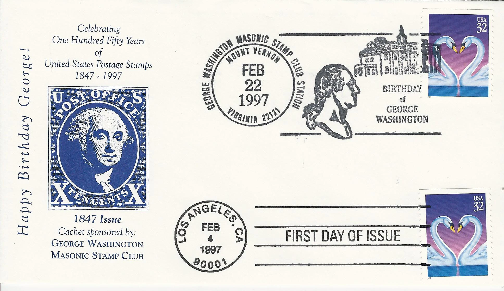 Scott#2 George Washington 10 Cent 1847 Postmark #1:&hellip;