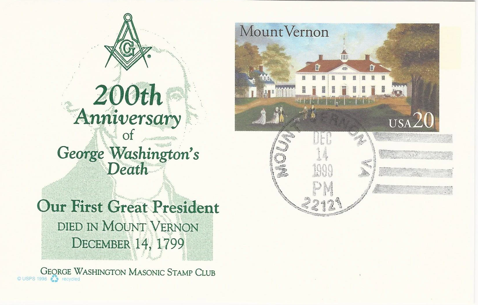 George Washington's Death, 200th Anniversary Postmark #1: Alexandria,&hellip;