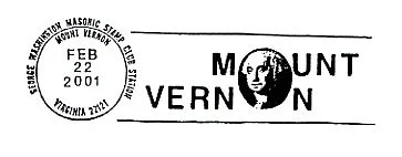 Birthday of George Washington pictorial postmark (Mount Vernon text, portrait)