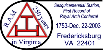 Sesquicentennial of Royal Arch Masonry in Virginia pictorial postmark (250 years, triangle emblem)