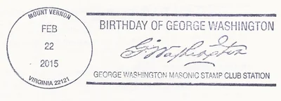 Birthday of George Washington pictorial postmark (Washington signature)