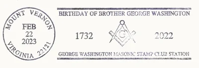 Birthday of Brother George Washington pictorial postmark (square&hellip;